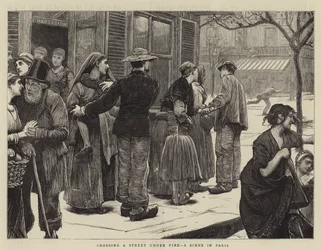 Crossing a Street under Fire, a Scene in Paris